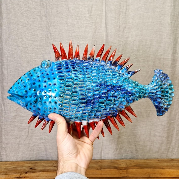 ceramic fish entirely handcrafted, original Sicilian ceramic, handmade, craftsmanship