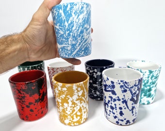 ceramic glass, coffee glass, milk cup, tea cup, handmade Sicilian ceramic cups