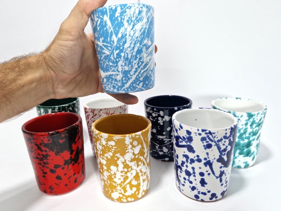 ceramic glass, coffee glass, milk cup, tea cup, handmade Sicilian ceramic cups