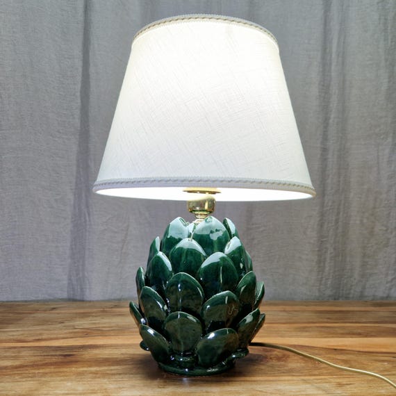 Artichoke lamp, living room light, home decor, handmade, unique piece, Caltagirone ceramic, Sicilian artisan ceramic