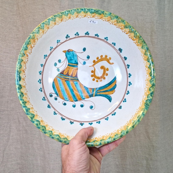 Large bowl 30 cm, centerpiece, bowls, appetizers, salad bowl, tureen, Sicilian Caltagirone ceramics handcrafted