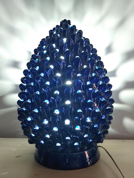 perforated pine cone lamp h 50, living room light, home furnishings, unique piece, Caltagirone ceramics, Sicilian artisan ceramics