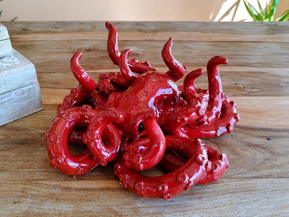Sicilian handcrafted ceramic octopus, unique pieces, Sicilian ceramics, ceramic octopus, octopus, Caltagirone ceramics, design, handmade