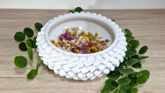 Centerpiece cm 33 bowl Half Pine Cone Sicilian Ceramic Caltagirone Artisan made entirely by hand