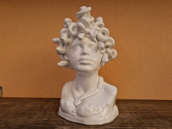 Medusa heads, vases, Sicilian ceramics, medusa heads, original Sicilian heads