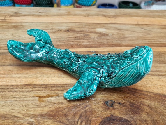 ceramic whale, blue whale, unique piece, Sicilian craftsmanship, handmade, home decoration, artisanal whale