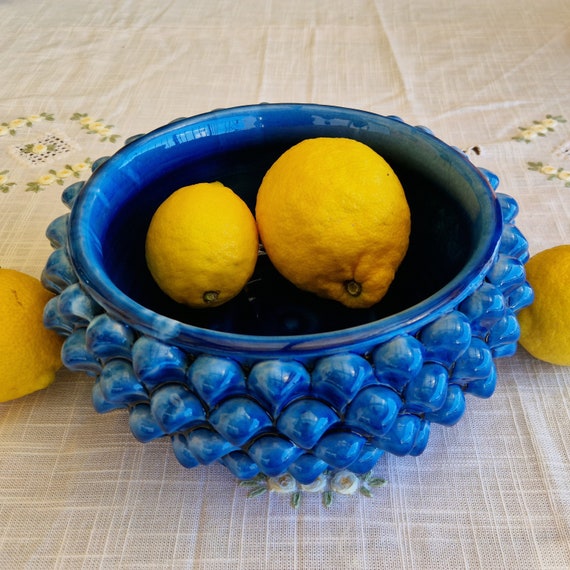 Centerpiece 26 cm bowl Half Pine Cone Sicilian Ceramic Caltagirone cm Artisan made entirely by hand