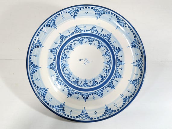 31 cm round Sicilian Caltagirone plate with classic AnnaRosa decoration, pizza plate, underplate, serving plate.