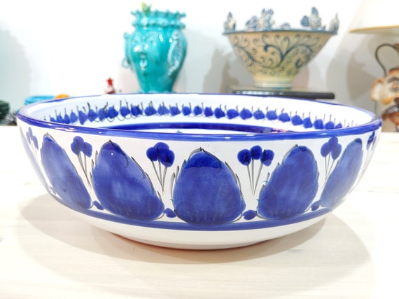 Große 33 cm Schüssel, Tafelaufsatz, Schüsseln, Tabletts, Vorspeisenteller, Salatschüssel, Terrine, Pastaschüssel, Schüssel, sizilianische Kunstkeramik