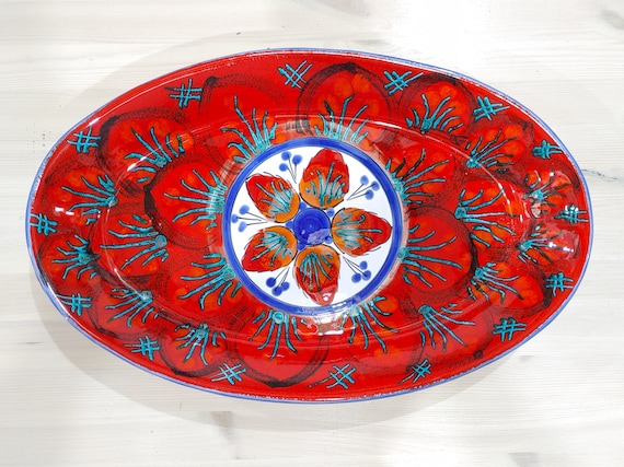 Oval plate 48 cm, centerpiece, bowls, tray, appetizer, salad bowl, soup bowl, pasta, serving, Sicilian ceramics