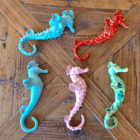 20 cm seahorses in Sicilian artisan ceramic, Caltagirone ceramic, original fish, unique piece, artisan fish