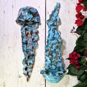 Large Sicilian handmade ceramic jellyfish, unique pieces, Sicilian ceramic, ceramic jellyfish, Caltagirone ceramic, design, handmade