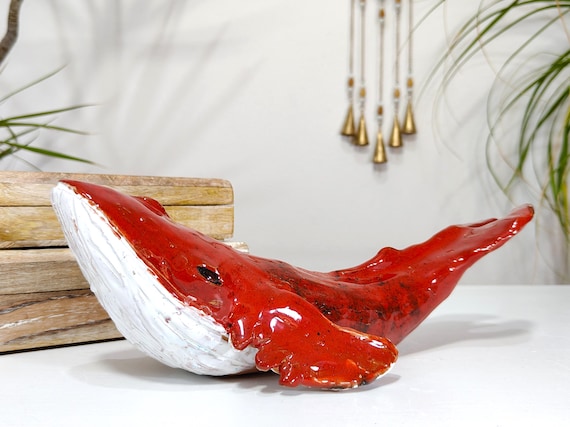 Ceramic whale, blue whale, unique piece, Sicilian craftsmanship, handmade, home decoration, artisanal whale