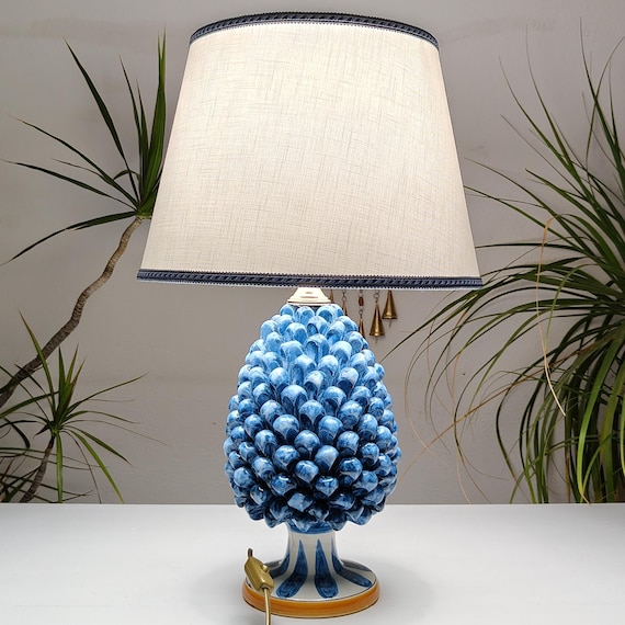 Medium pine cone lamps, living room lights, home decor, handmade, one-of-a-kind, Caltagirone ceramics, Sicilian artisan ceramics