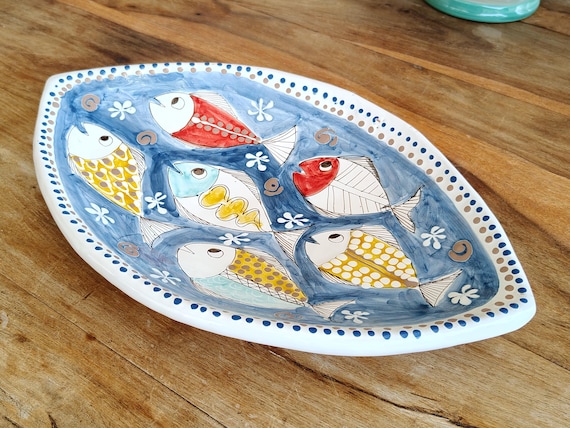 handcrafted ceramic centerpiece plate, Caltagirone ceramic, unique piece, table decoration, home decor, plate, tray, bowl.