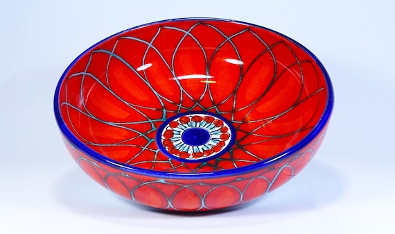 Bowl 26 cm, centerpiece, bowls, trays, starter, salad bowl, soup bowl, pasta, bowl, handmade Sicilian ceramic