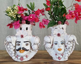 カルタジローネ陶器花瓶、約25 x 18 cm、多色装飾、多彩色 MD1 - Etsy 日本