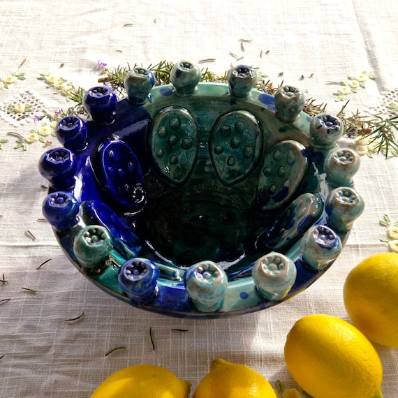 Centerpiece 22 cm prickly pear bowl Sicilian Ceramic Caltagirone cm Artisan made entirely by hand
