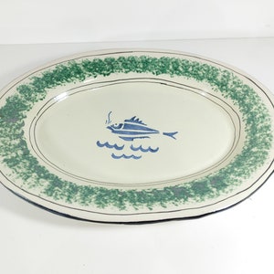 Ovale plaat 41 cm in Siciliaans keramiek Caltagirone reproductie antieke decoratie, antieke plaat, beker, dienblad