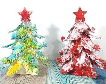 alberi di natale in ceramica siciliana artigianale, ceramica , fatto a mano, pezzo unico, artigianale, design, arredo casa, made in sicily