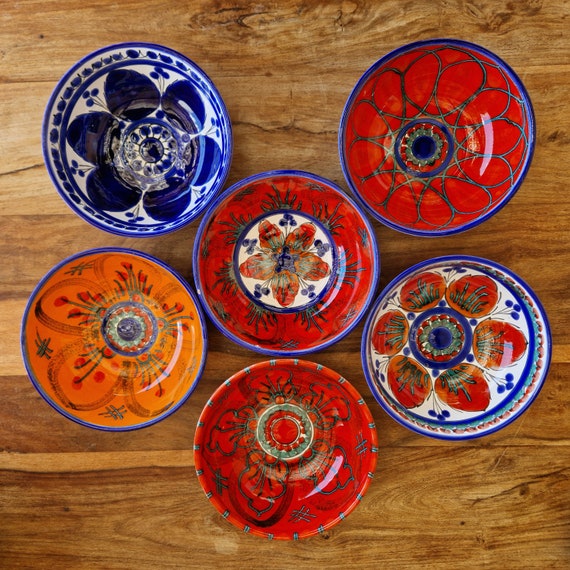 set of 6 bowls 20 cm, ceramic bowls, trays, appetizer plates, appetizers, aperitifs, handmade Sicilian ceramics