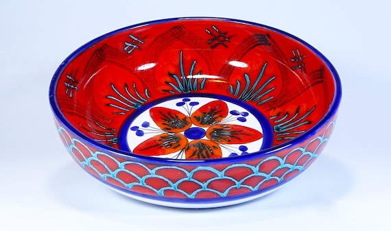 Bowl 26 cm, centerpiece, bowls, trays, starter, salad bowl, soup bowl, pasta, bowl, handmade Sicilian ceramic