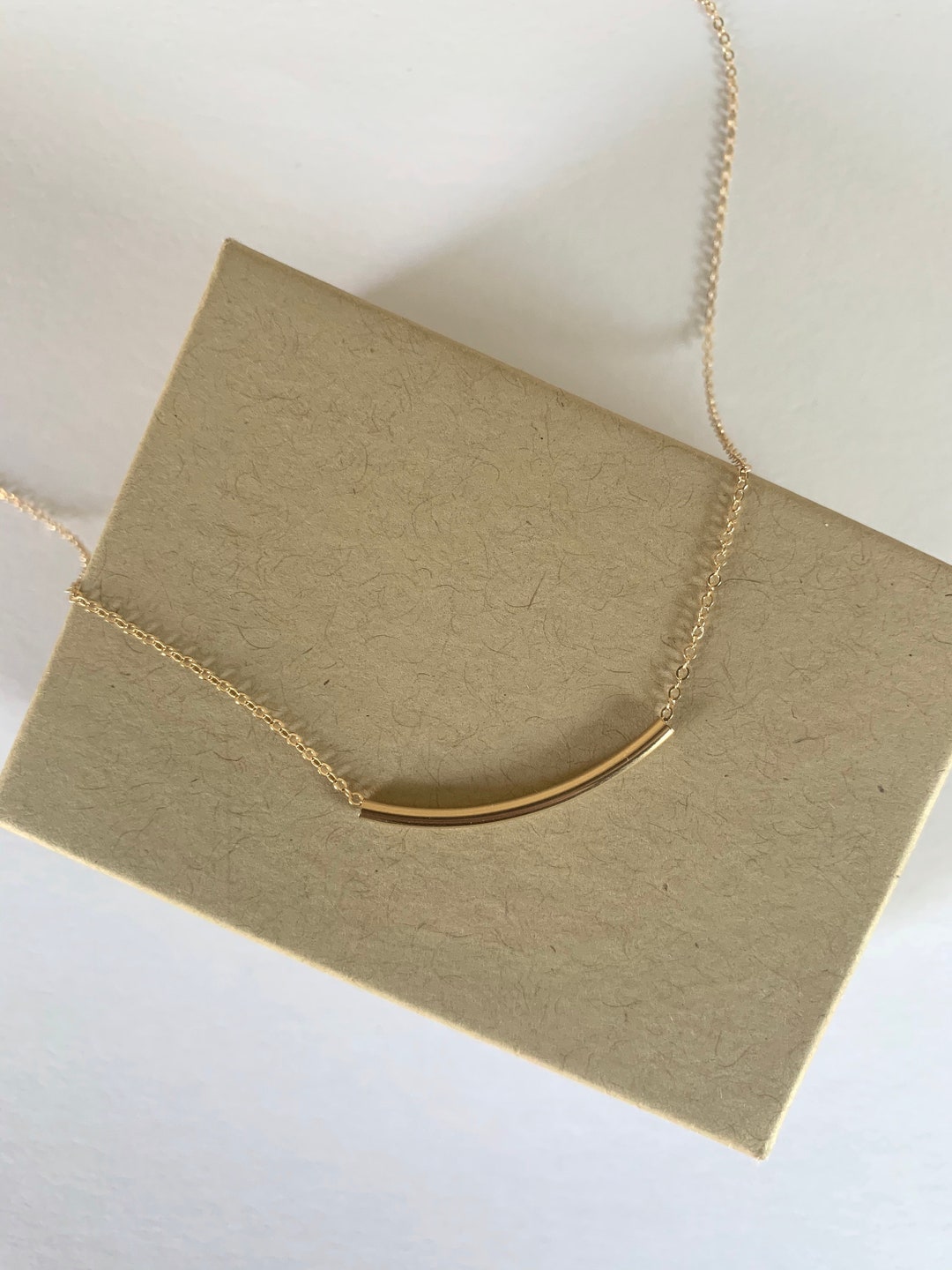 Curved Tube Necklace 14k Goldfilled Necklace Dainty Etsy