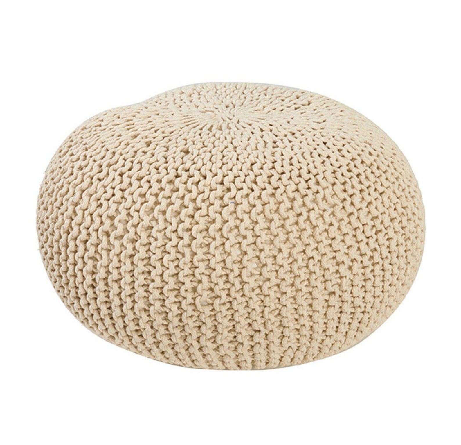 Luxury Knitted Footstool Pouffe Chunky in Cream Etsy UK