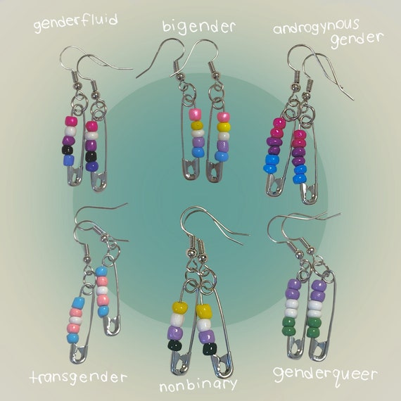 LGBTQ GENDER Pride Hypo allergenic Safety Pin Earrings for