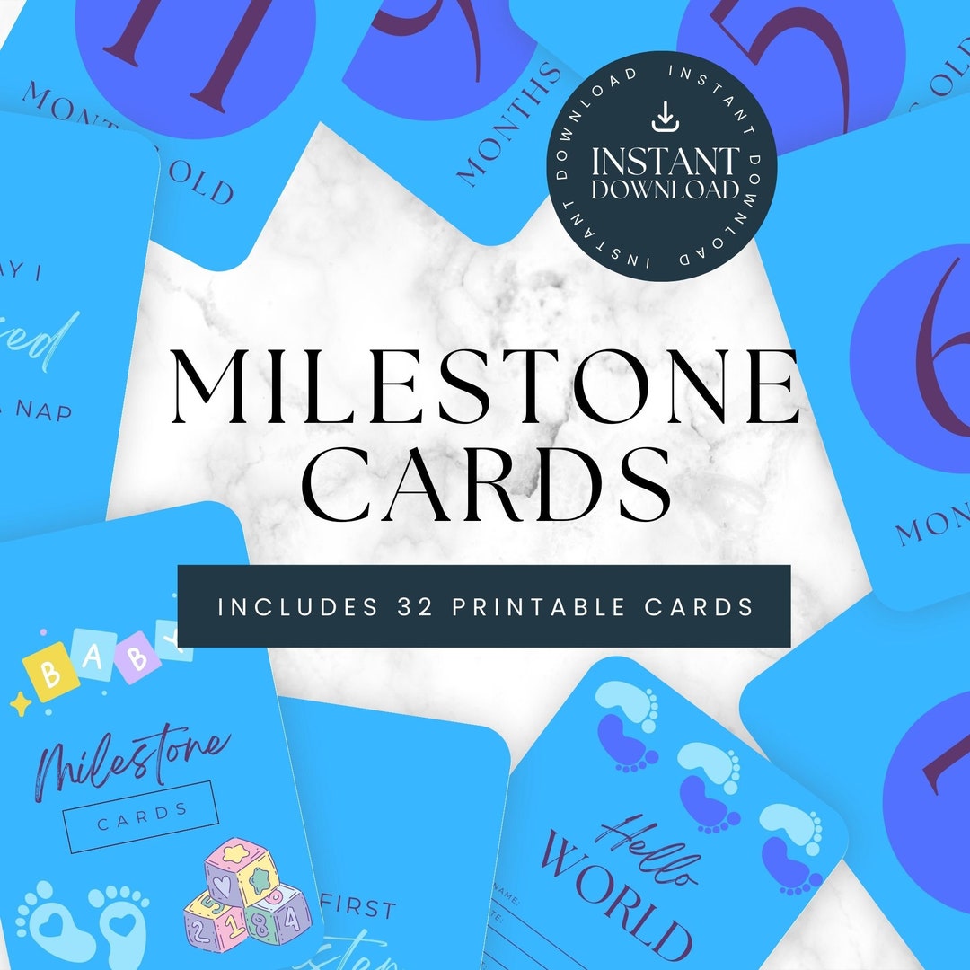 PRINTABLE Baby Boy Milestone Cards Blue 4x6 Inches, Digital PDF File ...