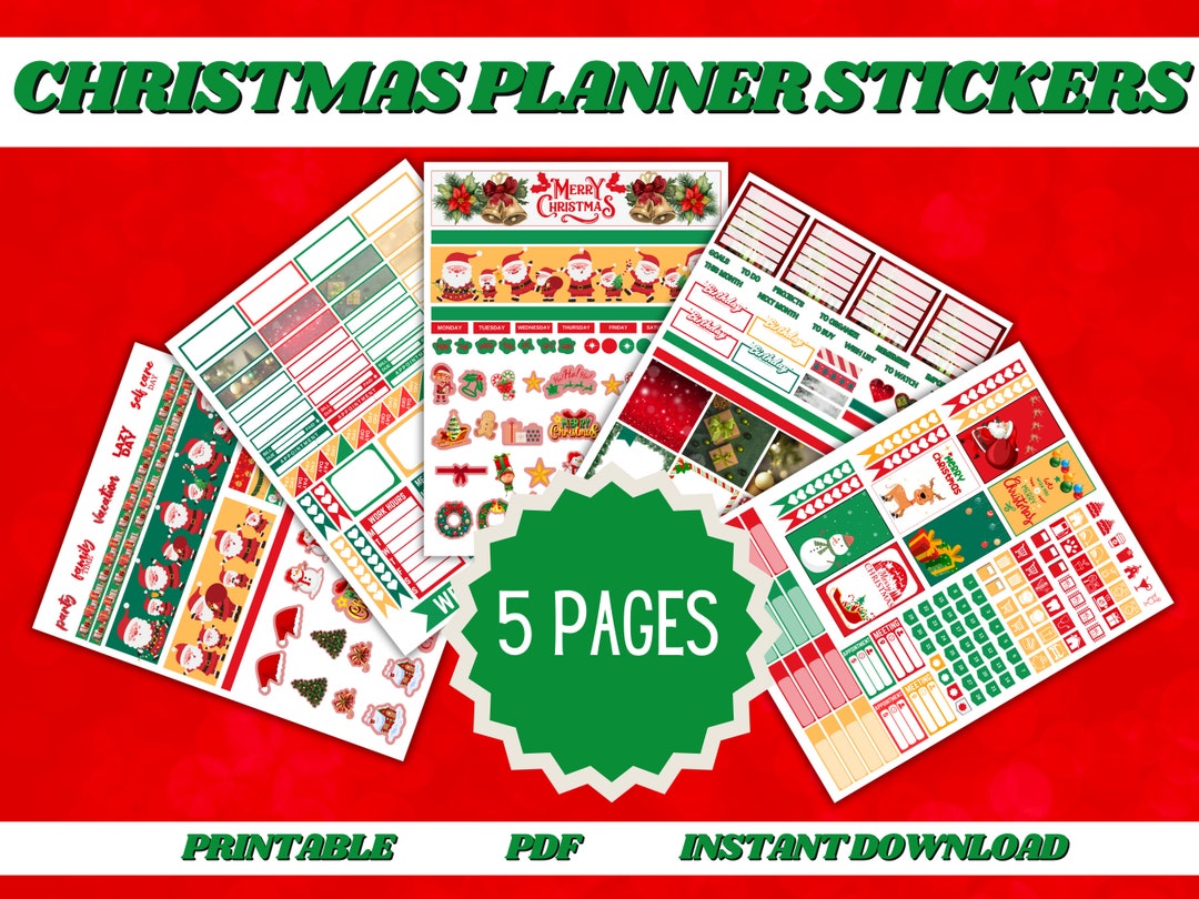 PRINTABLE Christmas Holiday Planner Stickers Print And Cut Festive Holiday Decorations PRINTABLE Christmas Holiday Planner Stickers Print And Cut Festive Holiday Decorations