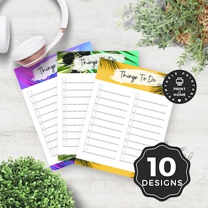 Neon Things To Do PRINTABLE To Do List, Multiple Designs, PDF Digital File