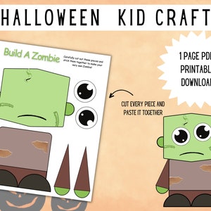 Build a Zombie Printable Halloween Craft for Kids | Cut & Paste Activity | Easy Halloween Classroom Craft | Instant PDF Download
