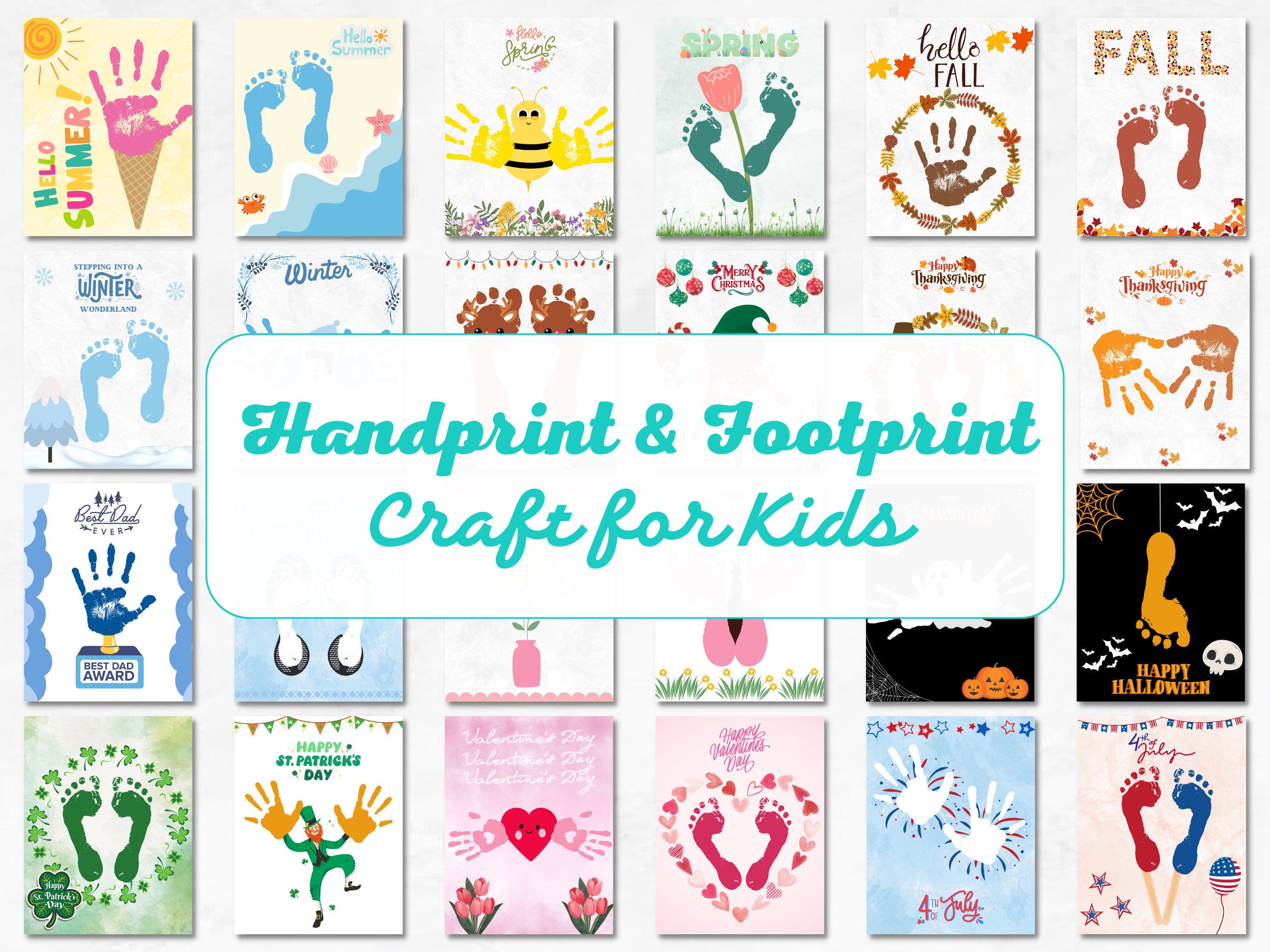 Handprint Set Child Handprint Craft Set, 26 Pages, Examples Included in 2nd Pdf ...