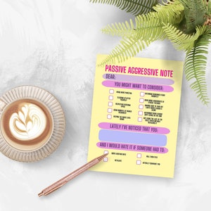 Neon Passive Aggressive Note, PRINTABLE PDF, Instant Download, Snarky Note for the office, Witty note for at Home, Sassy Note for Behavior
