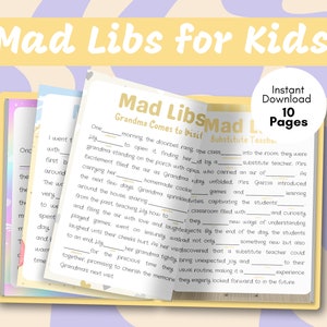 PRINTABLE Kids Mad Libs PDF Instant Download, 10 Pages of Fun! 10 ...