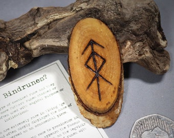 HOME PROTECTION | Bindrune Rune Handmade Pyrography Brand Carved Keyring Pendant Token Totem Charm | Druid Celtic Pagan Heathen Wiccan