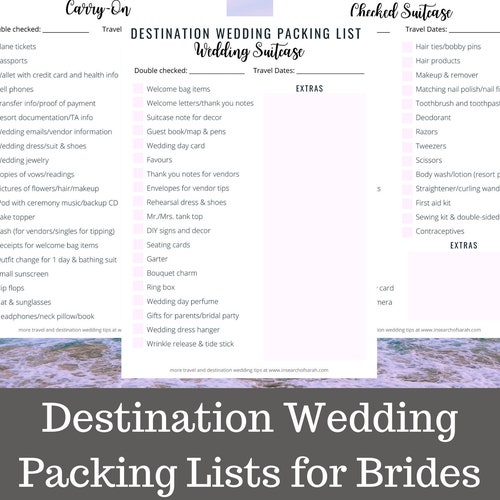 Destination Wedding Packing List Bundle for Brides and Guests Etsy Canada
