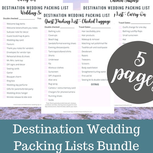 Destination Wedding Packing List Destination Wedding Packing List