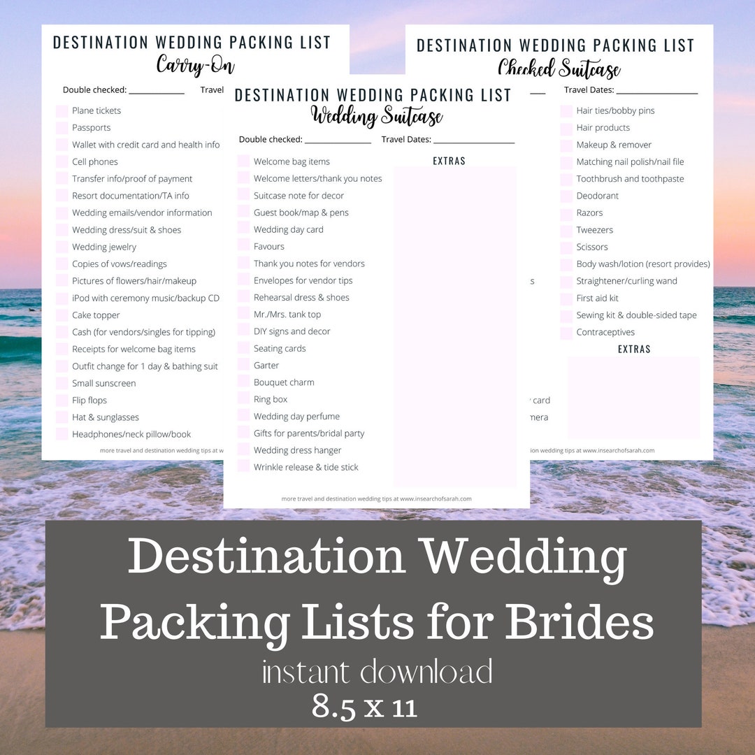 Destination Wedding Packing List for Brides - Etsy
