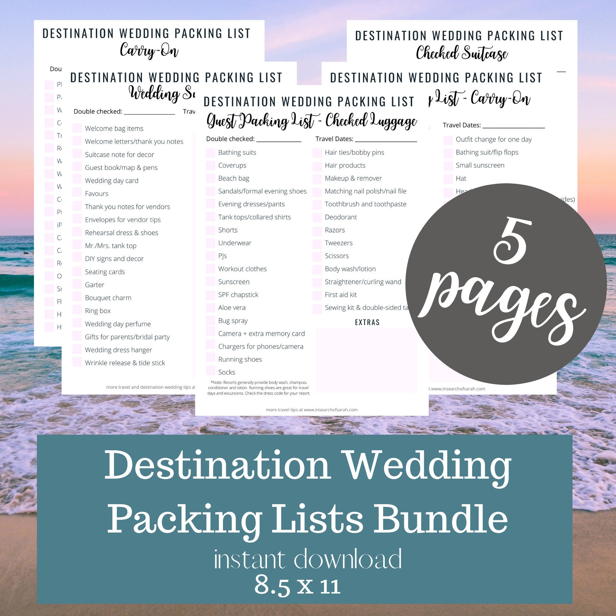 destination-wedding-packing-list-bundle-for-brides-and-guests-etsy