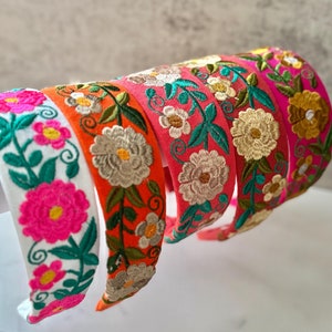 Embroidered Headband, Colorful Mexican Turban Style, Diadema Artesanal, Flower Hairband, Gift for Her, Boho Hair Accessory