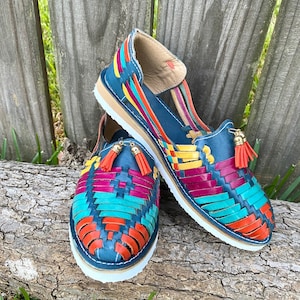 ALL SIZES Huarache Sandal, Boho shoes, Hippie Vintage shoes, Mexican Huaraches, Colorful Huaraches, Stocking Stuffer