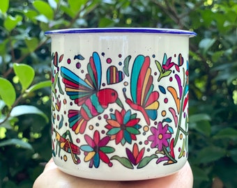 11oz Small Tenango Mug, Otomi Mug, Mexican Peltre Mug, Mug Handmade, Taza Peltre, Mexican Pewter Mug, Mexican Mug, Mexican Gifts