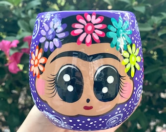 Handpainted Flower Crown Mug, Handmade Ceramic Mug