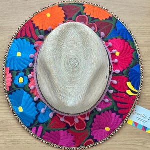 Colorful Floral Sun Hat, Mexican Palm Hat, Embroidered Hat, Mexican Sombrero, Embroidered Hat Mexican, Mother&#39;s Day Gift