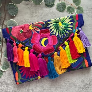 Pochette mexicaine faite main, Pochette à broderie florale, Pochette mexicaine, Pochette mexicaine enveloppe, Pochette d'été, Pochette Mexique