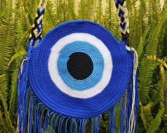 目モチーフ☆【ALDO】Matimatix 編みカゴバッグ 邪眼 evil eye Evil Eye Bag, Evil Eye Purse, Crotchet Evil Eye Bag, Woven