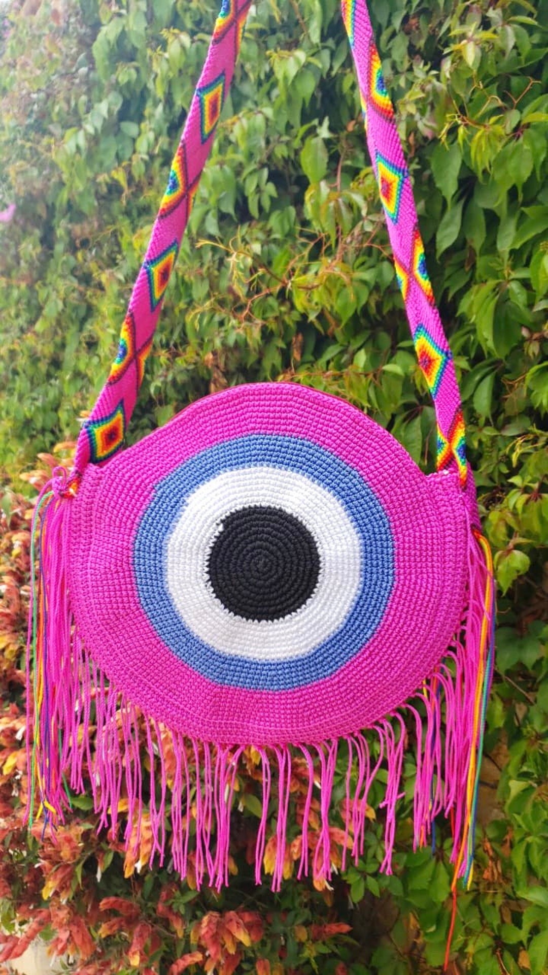 Evil Eye Bag, Evil Eye Purse, Crotchet Evil Eye Bag, Woven Evil Eye Bag