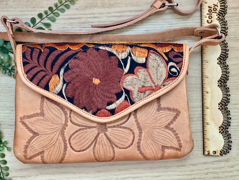 Handmade Mexican Leather Bag Handtooled Embossed Leather Etsy